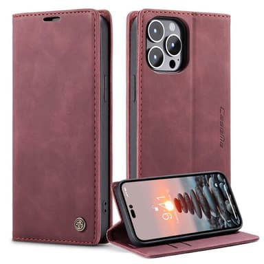CASEME Retro tegnebog taske til iPhone 14 Pro - rød