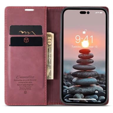 CASEME Retro tegnebog taske til iPhone 14 Pro - rød