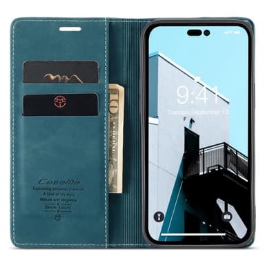 CASEME Retro tegnebog taske til iPhone 14 Pro Max - Blå