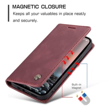 CASEME Retro tegnebog taske til iPhone 14 Pro Max - Rød