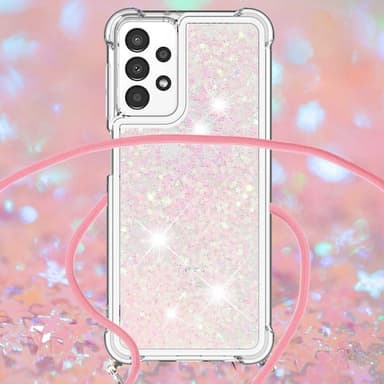 SKALO Samsung A13 4G Kvicksand Glitter Mobile Collar - Pink