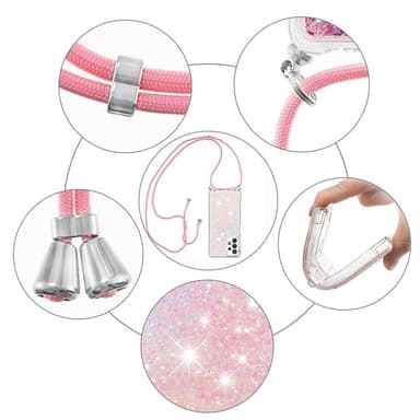 SKALO Samsung A13 4G Kvicksand Glitter Mobile Collar - Pink