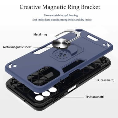 SKALO Samsung A13 4G Armor Hybrid metal ring cover - Sort