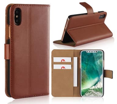 SKALO iPhone X/XS Flip Cover m. Pung i Ægte Læder - Hvid