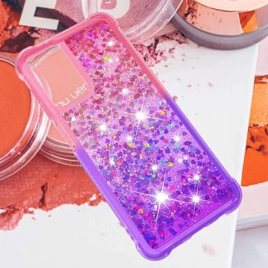SKALO Samsung A13 4G Kvicksand Glitter Hjerter TPU Cover - Pink-Lilla