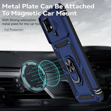 SKALO Xiaomi Redmi 10C Armor Hybrid Metal Ring Camera Slider - Blå