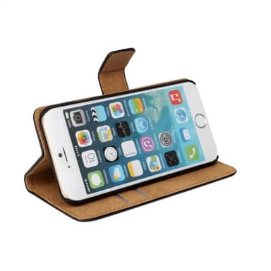 SKALO iPhone 6/6S Flip Cover m. Pung i Ægte Læder - Hvid