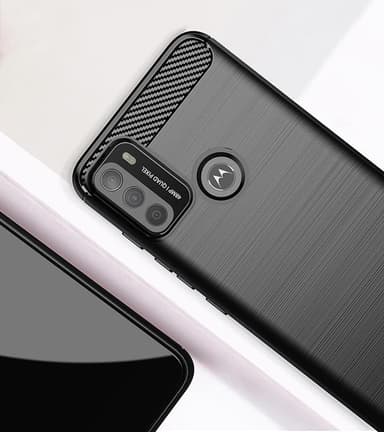 SKALO Moto G50 Armor Carbon Stødsikker TPU-cover - Rød