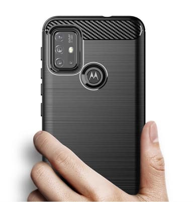 SKALO Moto G30 Armor Carbon Stødsikker TPU-cover - Blå
