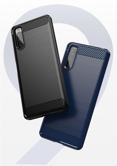 SKALO Sony Xperia 10 III Armor Carbon Stødsikker TPU-cover - Blå