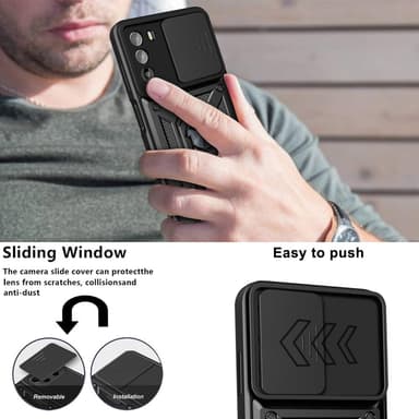 SKALO Motorola Moto G52 Armor Hybrid Metal Ring Camera Slider - Rød