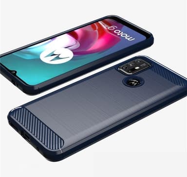 SKALO Moto G30 Armor Carbon Stødsikker TPU-cover - Blå