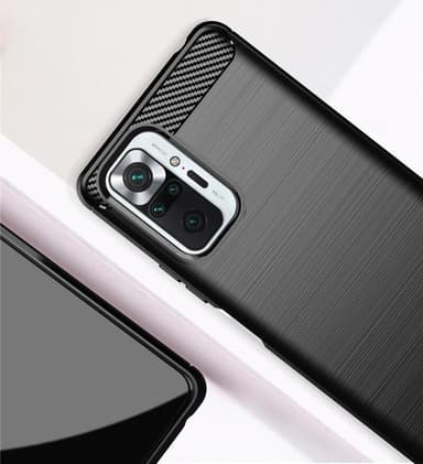 SKALO Xiaomi Redmi Note 10 Pro Armor Carbon Stødsikker TPU-cover - Sort