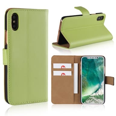 SKALO iPhone X/XS Flip Cover m. Pung i Ægte Læder - Hvid