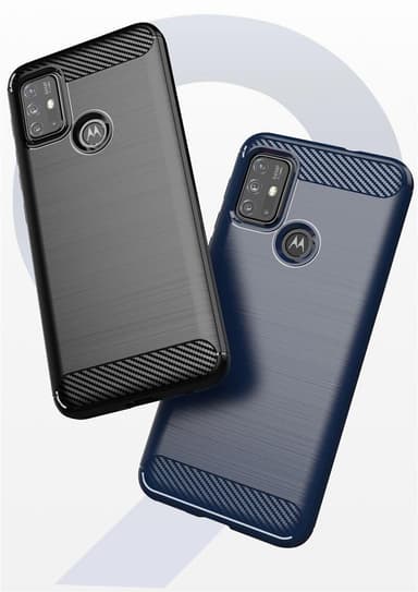 SKALO Moto G30 Armor Carbon Stødsikker TPU-cover - Blå