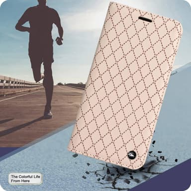 SKALO Xiaomi Redmi 10C Rhombus Litchi Flip Cover - Rosa guld