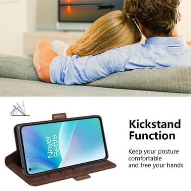 SKALO OnePlus Nord 2T 5G Premium Wallet Flip Cover - Brun