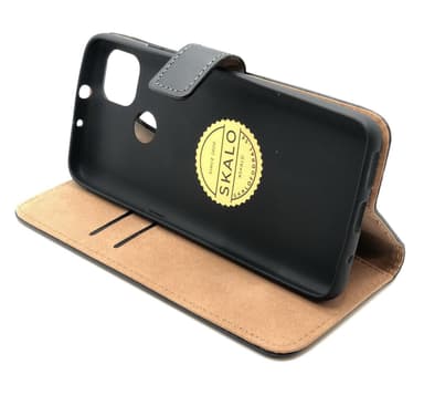 SKALO Moto G9 Power Flip Cover m. Pung i Ægte Læder - Hvid