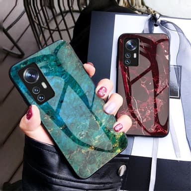 SKALO Xiaomi 12 Marmor hærdet glas TPU Cover - #2