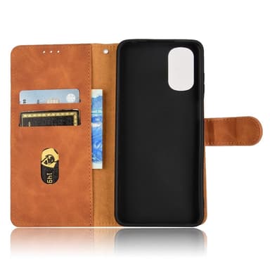 SKALO Motorola Moto E32/E32s Matt PU-læderpungetui - Brun