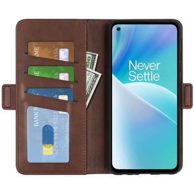 SKALO OnePlus Nord 2T 5G Premium Wallet Flip Cover - Brun