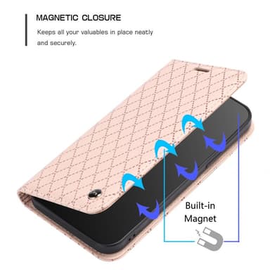 SKALO Xiaomi Redmi 10C Rhombus Litchi Flip Cover - Rosa guld