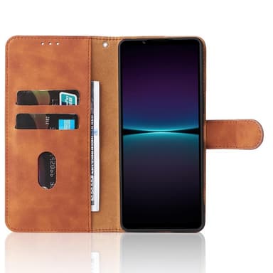 SKALO Sony Xperia 1 IV Matt PU-læderpungetui - Brun
