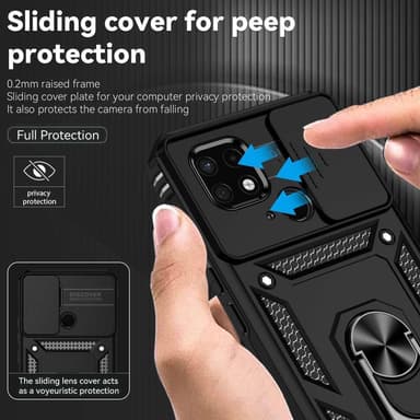SKALO Xiaomi Redmi 10C Armor Hybrid Metal Ring Camera Slider - Sort