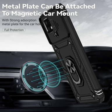 SKALO Xiaomi Redmi 10C Armor Hybrid Metal Ring Camera Slider - Sort