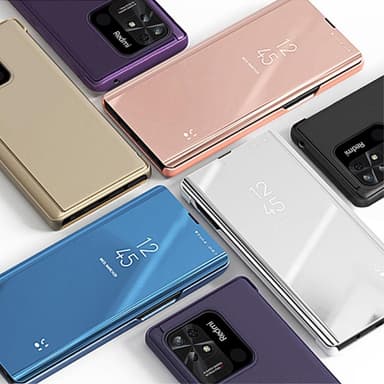 SKALO Xiaomi Redmi 10C Clear View Mirror Etui - Guld