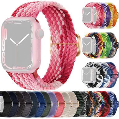 SKALO Flettet Rem Apple Watch 42/44/45/49 mm - Pink-Rød