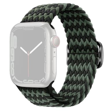 SKALO Flettet Rem Apple Watch 42/44/45/49 mm - Grøn-Sort