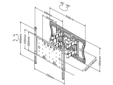 Multibrackets 9697 skærmbeslag til skiltning 2,16 m (85") Sort