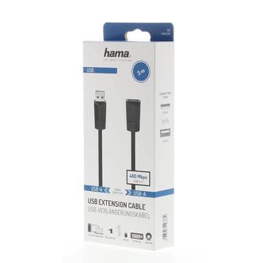 HAMA USB Forlængerkabel 480 Mbit/s 3,0m Sort