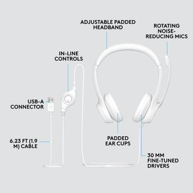 Logitech H390 USB høretelefoner (hvid)