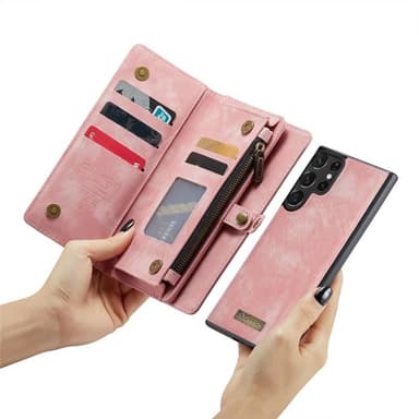 Multi Wallet CaseMe 11-kort Samsung Galaxy S23 Ultra - Lyserød
