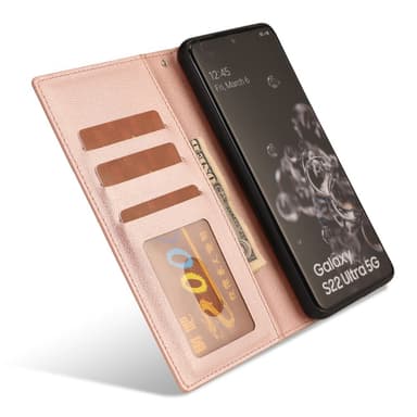 SKALO Samsung S23 Ultra DOLIZMA 2 i 1 magnetisk pungetui - Rosa guld
