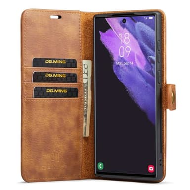 DG MING Samsung S23 Ultra 2-i-1 Magnet Pungetui - Brun