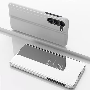 SKALO Samsung S23 Plus Clear View Mirror Etui - Sølv