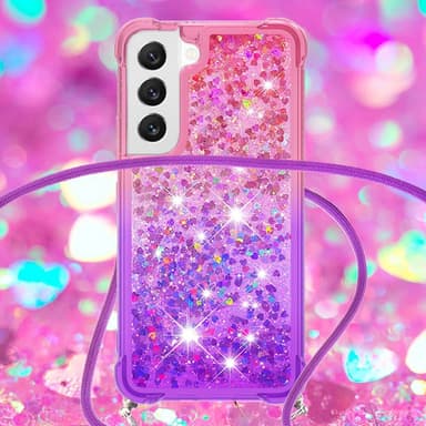 SKALO Samsung S23 Kvicksand Glitter Mobile Collar - Pink-Lilla