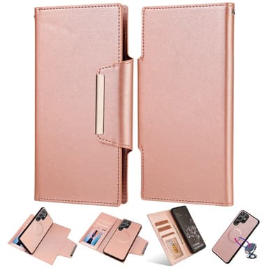 SKALO Samsung S23 Ultra DOLIZMA 2 i 1 magnetisk pungetui - Rosa guld