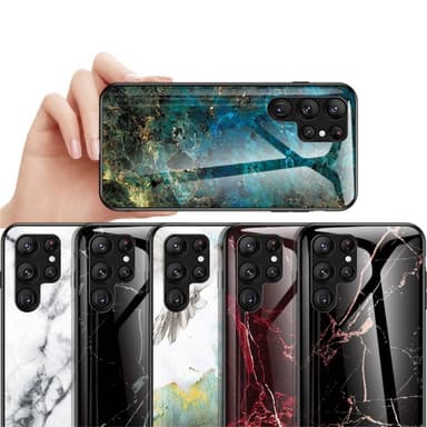 SKALO Samsung S23 Ultra Marmor hærdet glas TPU Cover - #2