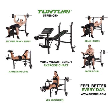 Tunturi Fitness Compact Width Weight Bench WB40, Træningsbænk