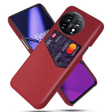 SKALO OnePlus 11 5G Premium PU læder kortholder Cover - Rød