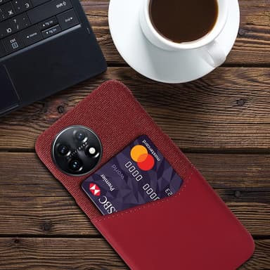 SKALO OnePlus 11 5G Premium PU læder kortholder Cover - Rød