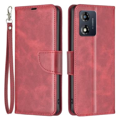SKALO Motorola Moto E13 4G Flip Cover m. pung i PU-læder - Rød