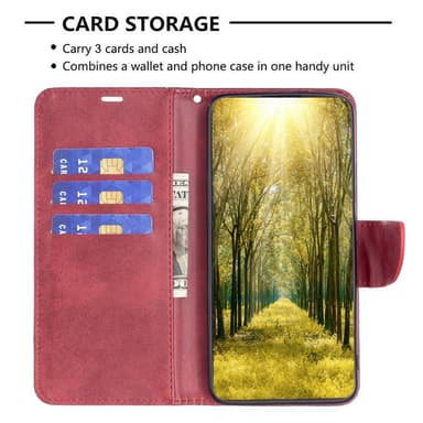 SKALO Motorola Moto E13 4G Flip Cover m. pung i PU-læder - Rød