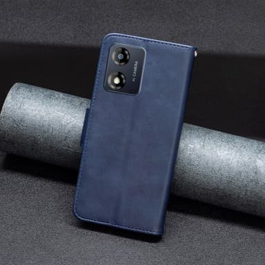 SKALO Motorola Moto E13 4G Flip Cover m. pung i PU-læder - Blå