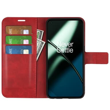 SKALO OnePlus 11 5G Flip Cover m. pung i PU-læder - Rød