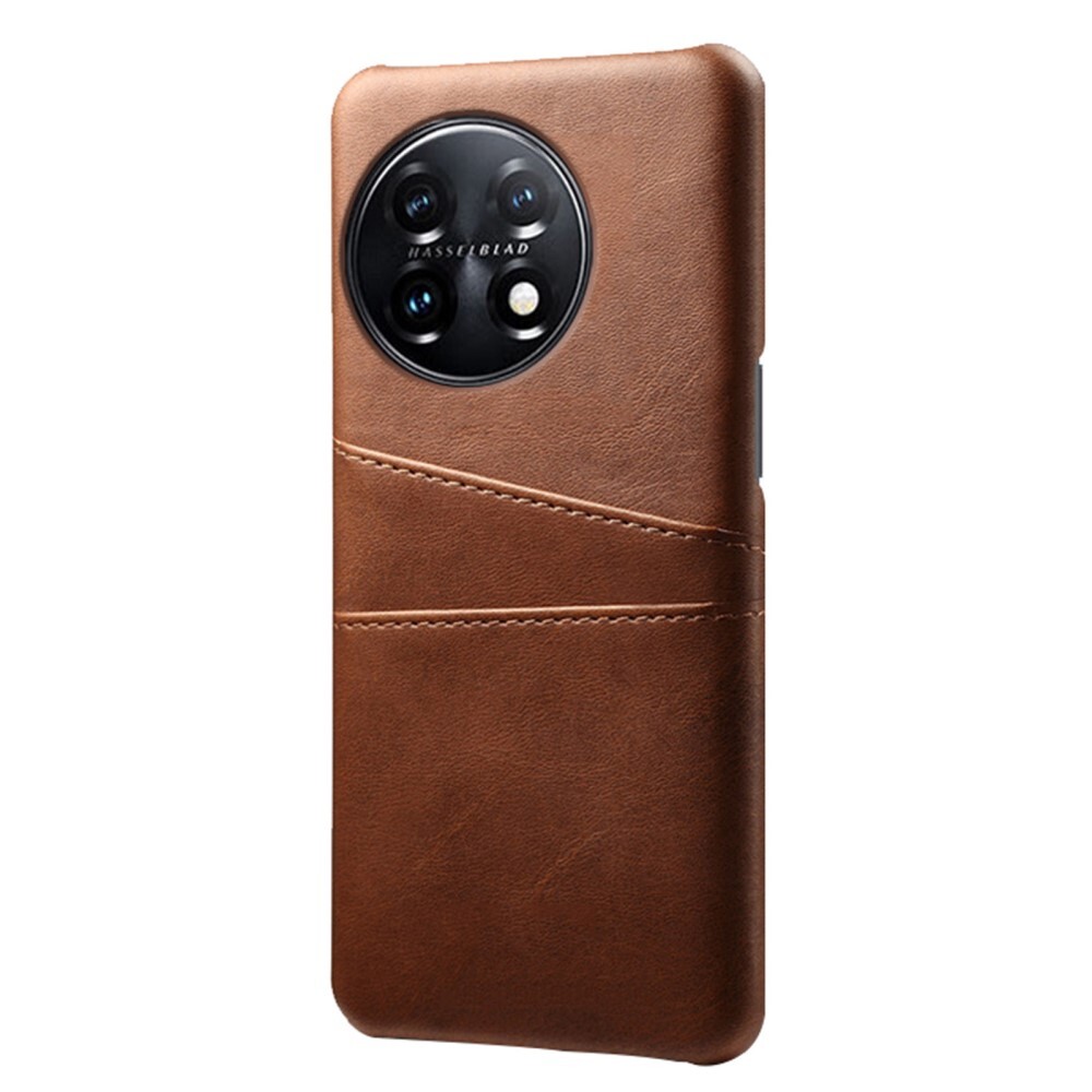 SKALO OnePlus 11 5G PU-læder Kortholder Cover - Brun